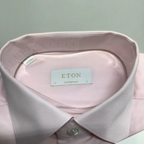 NEW ETON Signature Twill Shirt Contemporary Cotton Long Sleeve Size 16/41 Pink - Picture 7 of 8